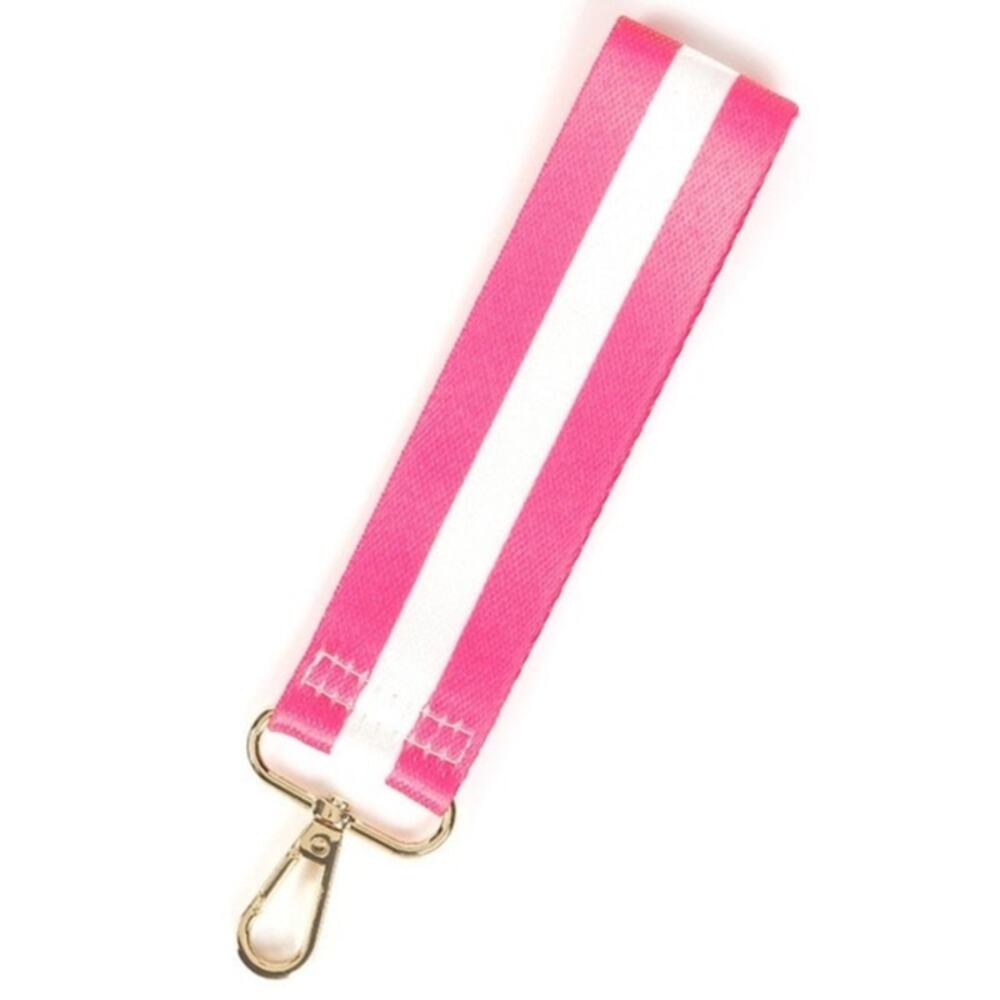 Pink White Stripe Wristlet Strap